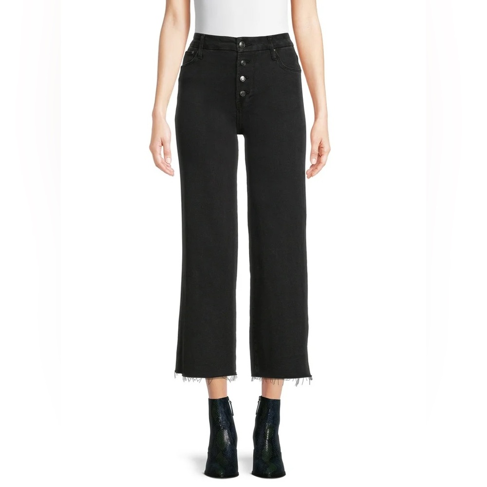 Time and Tru Black High Rise Wide Leg Crop Button Up Jeans Sz 6. NWT